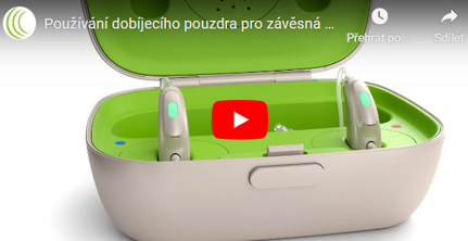 Používání dobíjecího pouzdra pro závěsná sluchadla Phonak