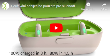 Používání nabíjecího pouzdra pro sluchadla Phonak Audéo B-R