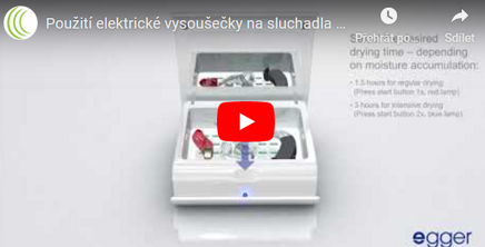 Použití elektrické vysoušečky na sluchadla a tvarovky cedis e100DS